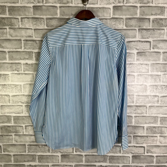 Talbots Blue and White Striped Button Down Shirt - Picture 4 of 8